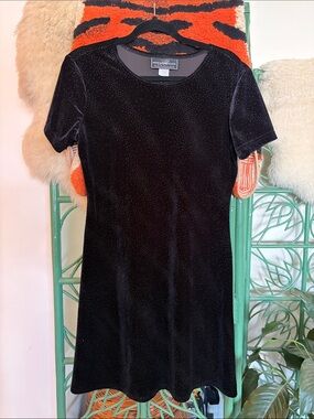 Vintage Molly Malloy Black Sparkle Velvet Mini Dress